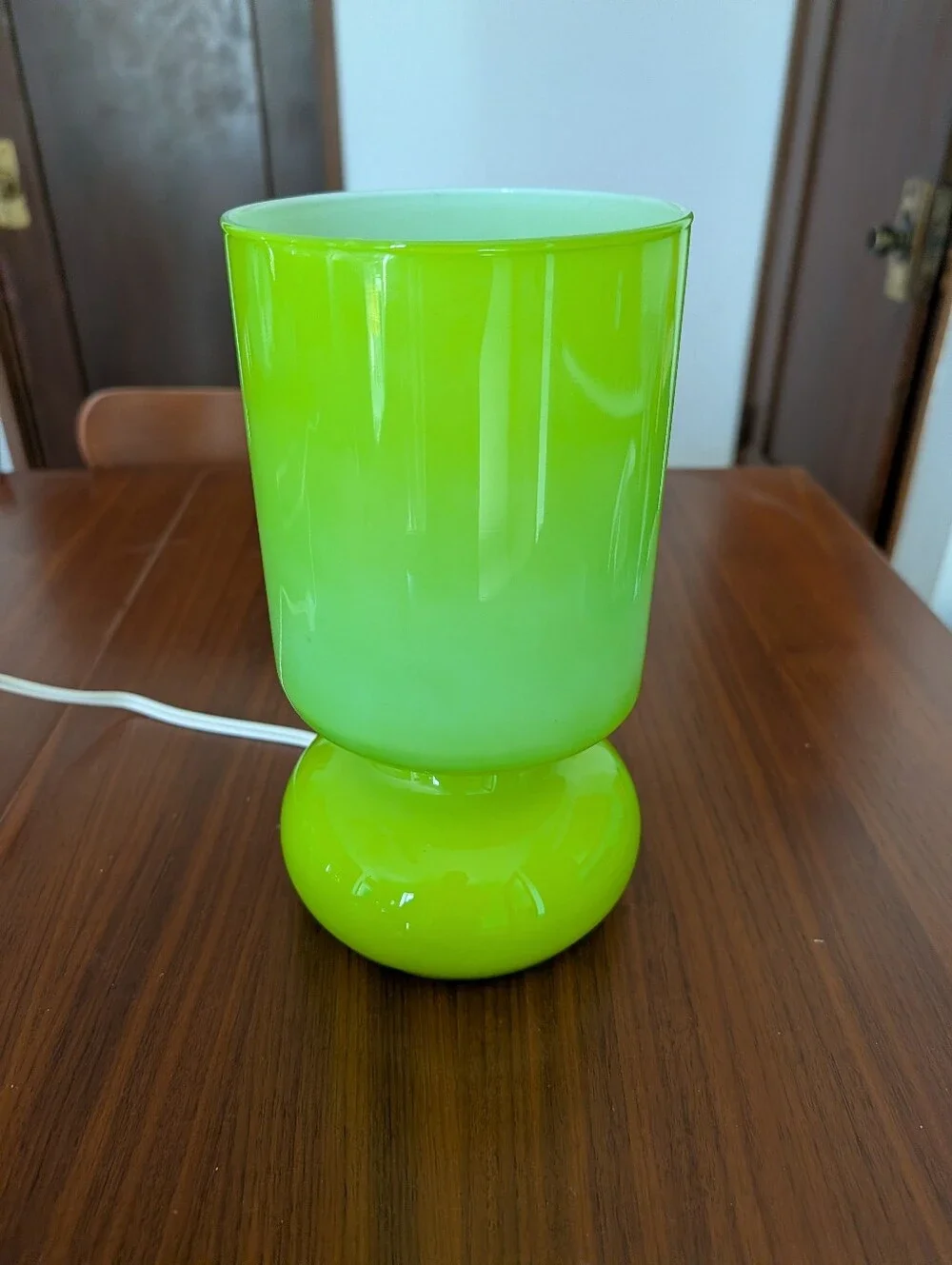 IKEA Lykta Apple Lime Green Mushroom Handblown Glass Table Lamp Retro Groovy